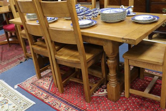 An oak refectory table W.198cm